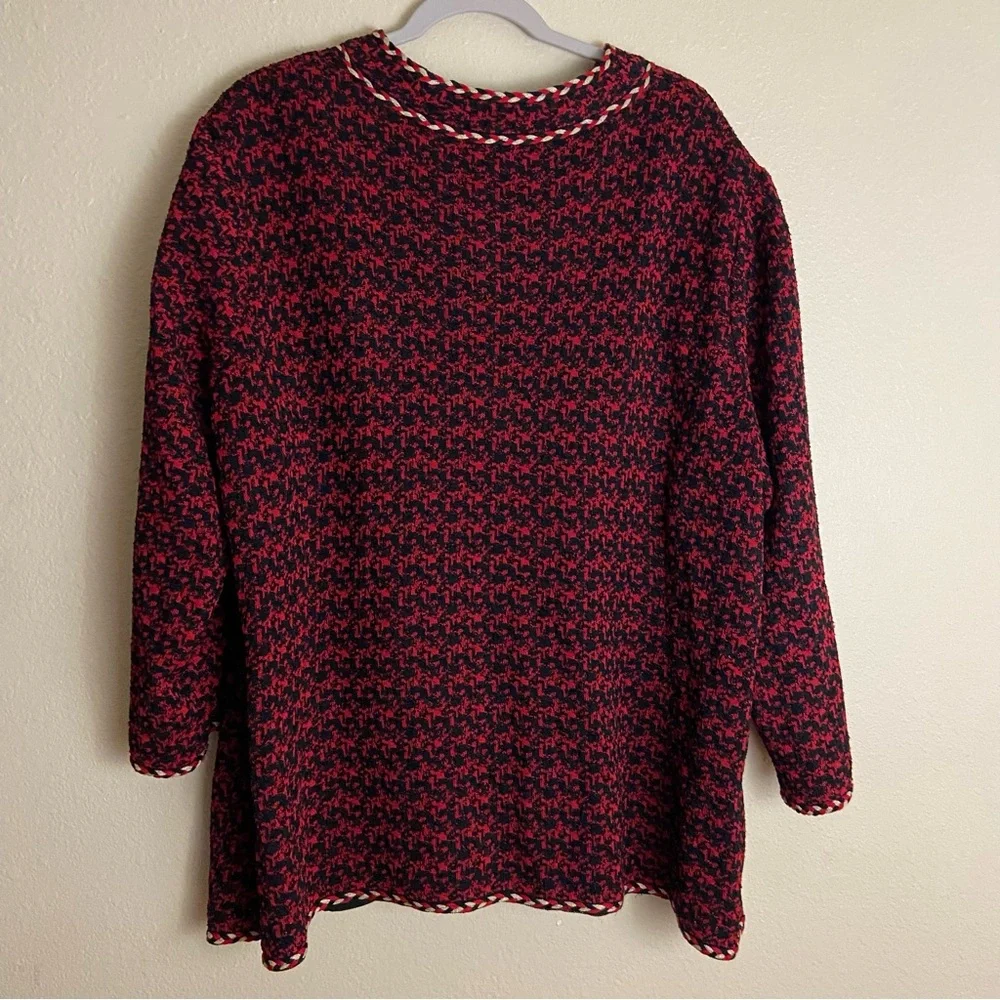 Ming Wang Braided Trim Houndstooth Tweed Jacket - Size 2X - Picture 5 of 7